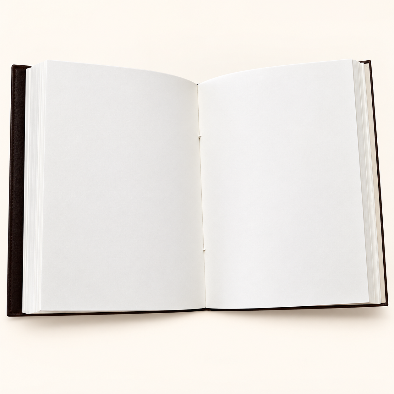 Open embossed owl handmade paper diary showing blank pages