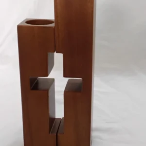 Wooden Cross Two-Piece Candle Stand